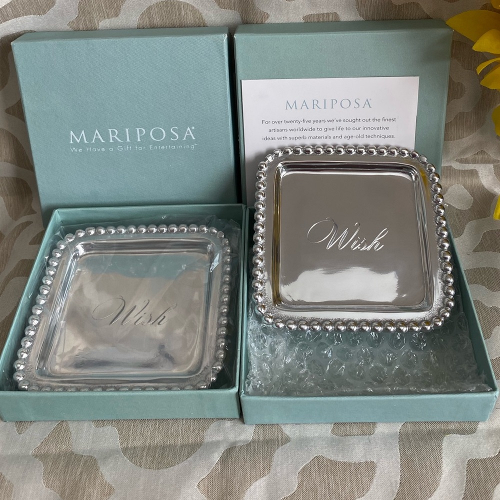 NIB Pair of MARIPOSA statement beaded pearl trays